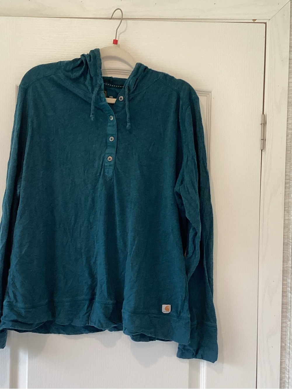 Carhartt Teal Button-Front Hooded Pullover 2XL EUC